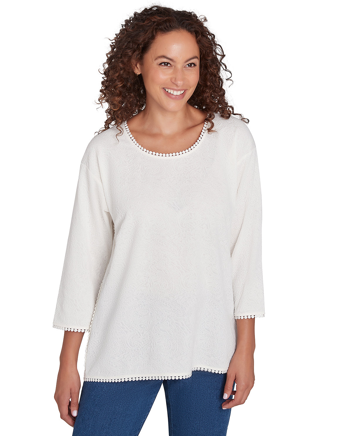 Ruby Road Missy New & Now 3/4 Sleeve Jacquard Knit Top