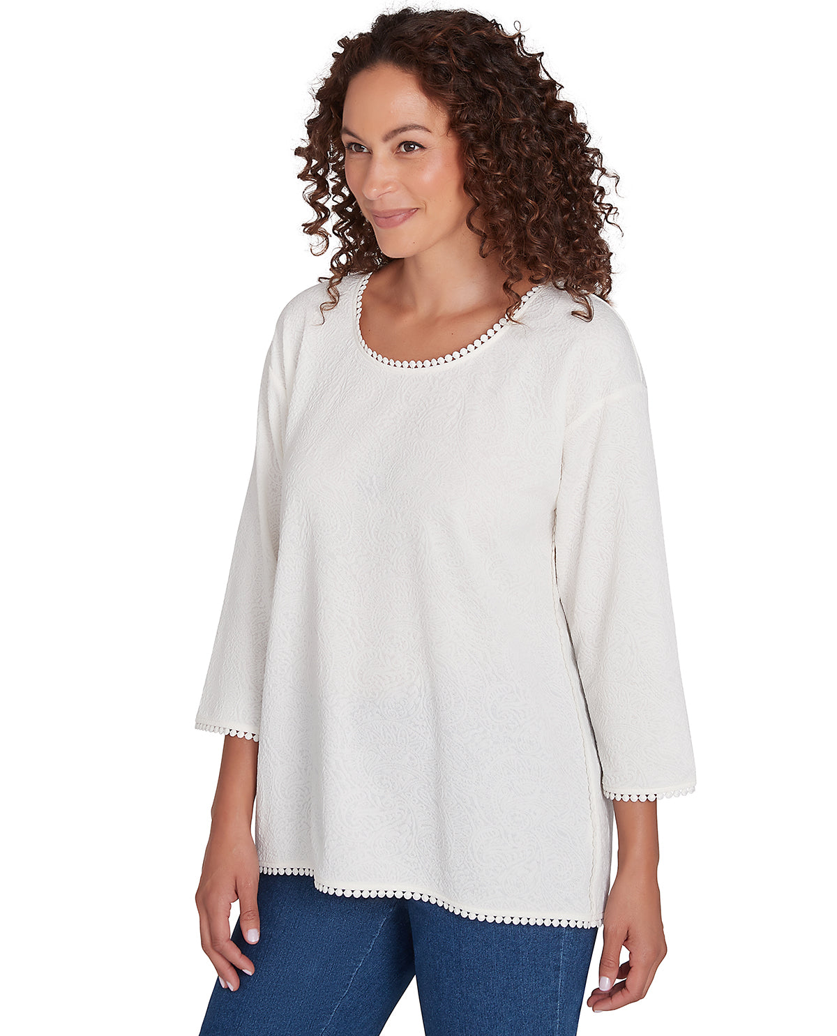 Ruby Road Missy New & Now 3/4 Sleeve Jacquard Knit Top