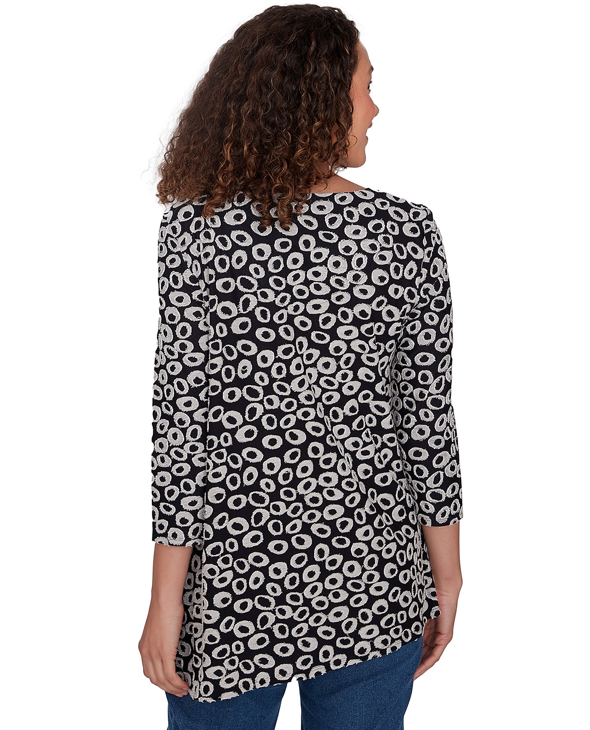 Ruby Road Missy New & Now 3/4 Sleeved Ring Neck Spot Knit Top