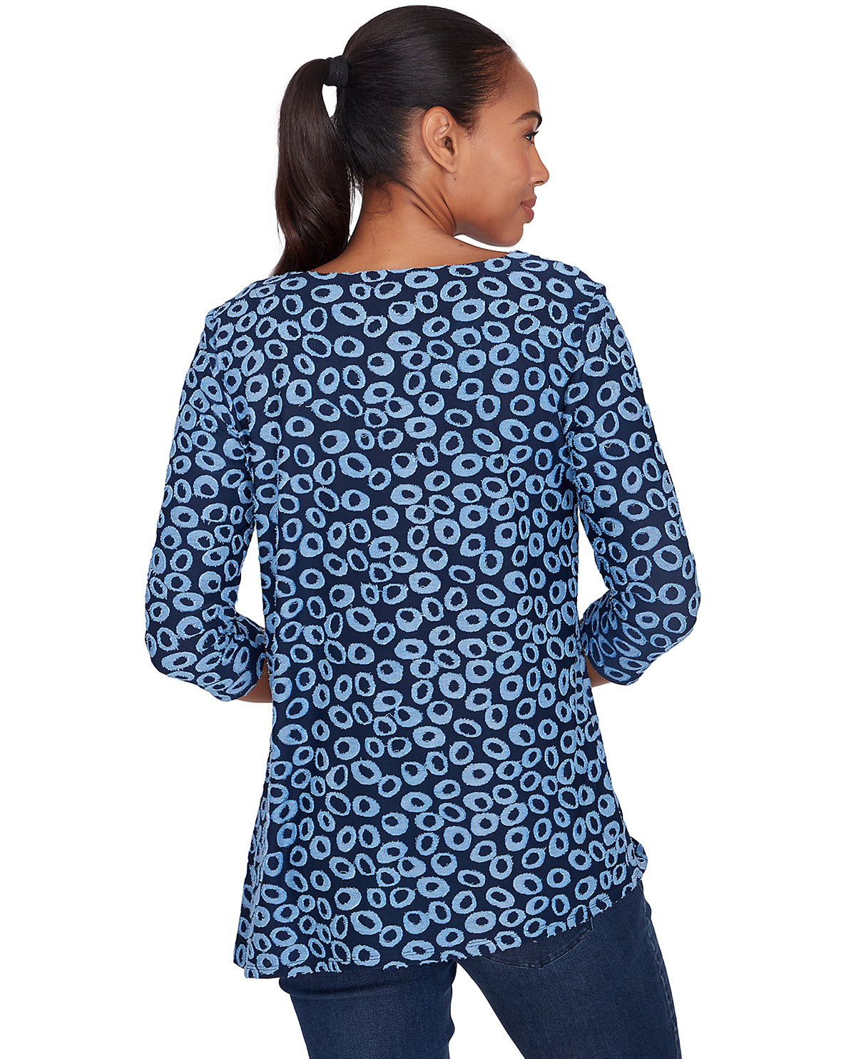 Ruby Road Missy New & Now 3/4 Sleeved Ring Neck Spot Knit Top