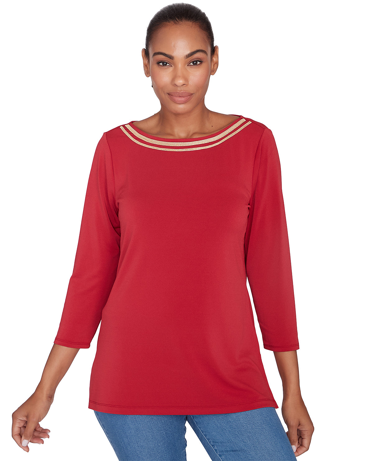 Ruby Road Go Wild Embroidered Boatneck Top