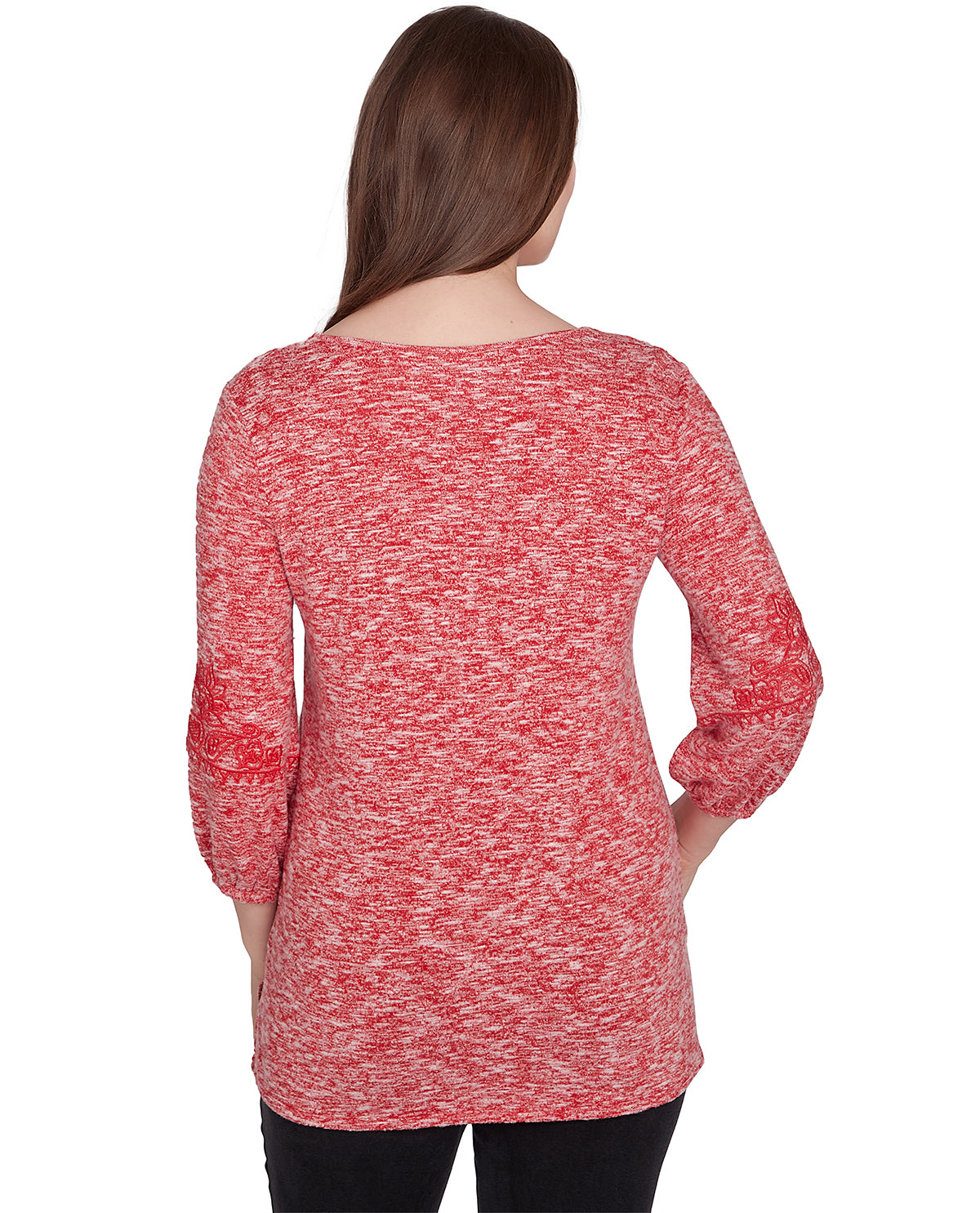 Ruby Road Missy Tapestry Traveler 3/4 Sleeve Embroidered V-Neck Top