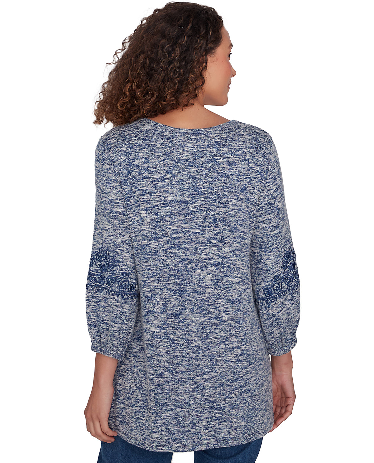 Ruby Road Missy Tapestry Traveler 3/4 Sleeve Embroidered V-Neck Top