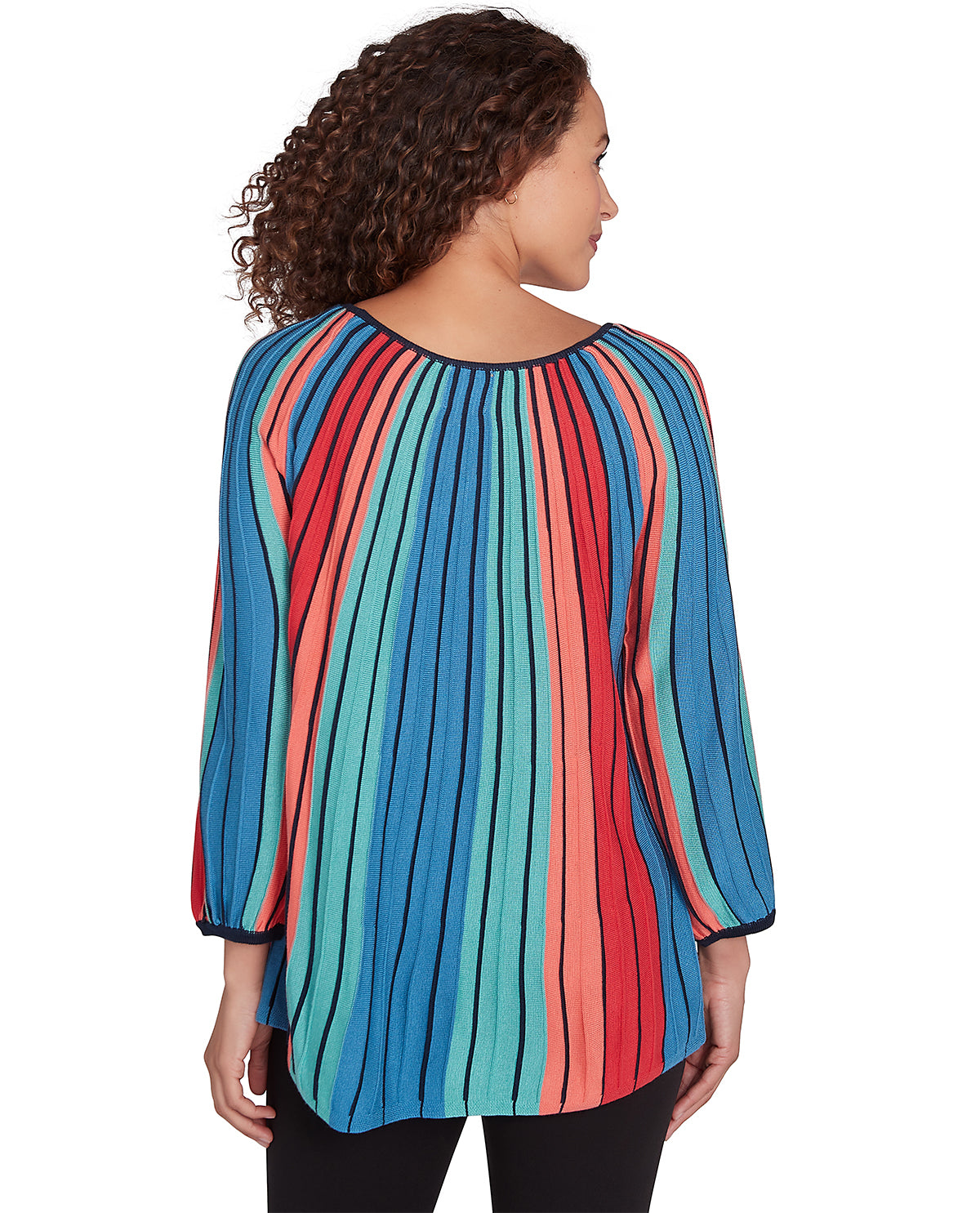 Ruby Road Missy Tapestry Traveler Porcelain Stripe Pullover Sweater