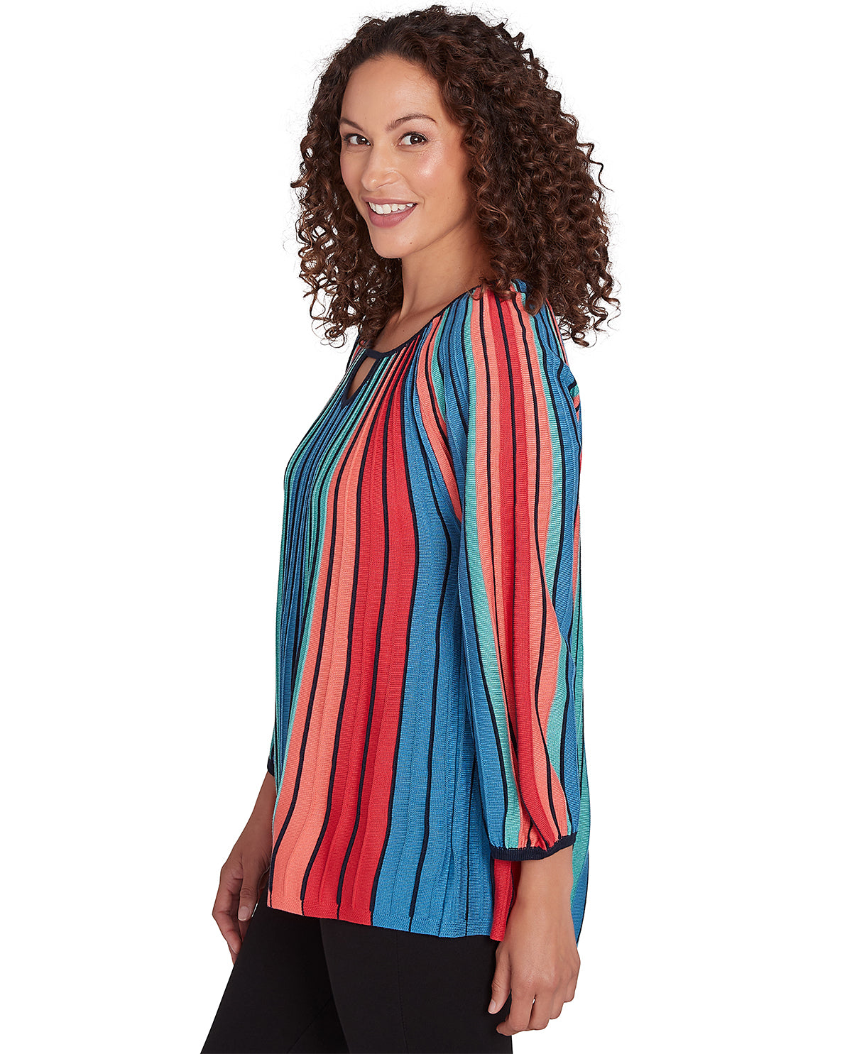 Ruby Road Missy Tapestry Traveler Porcelain Stripe Pullover Sweater