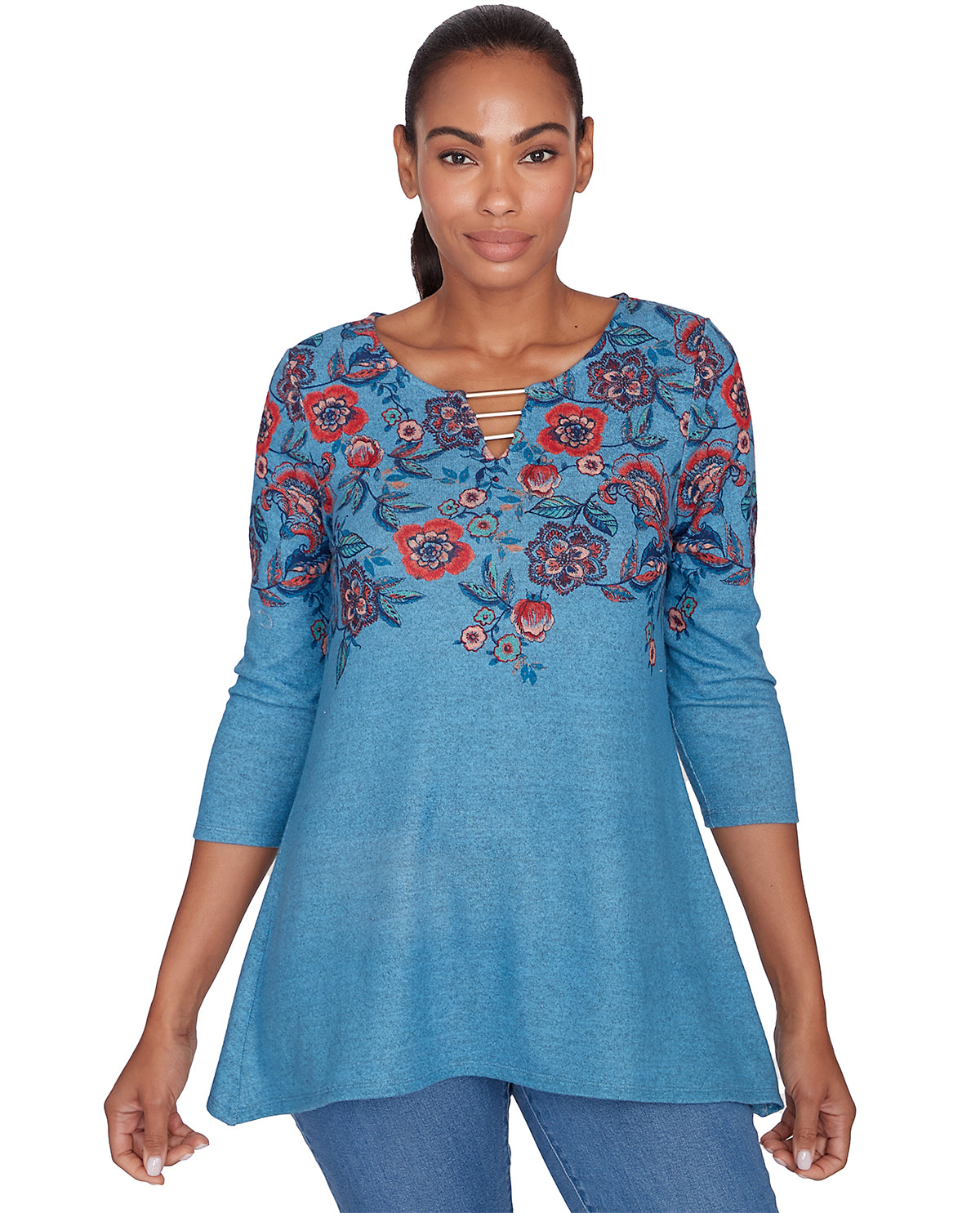 Ruby Road Missy Cozy Season Floral Hatchi Top