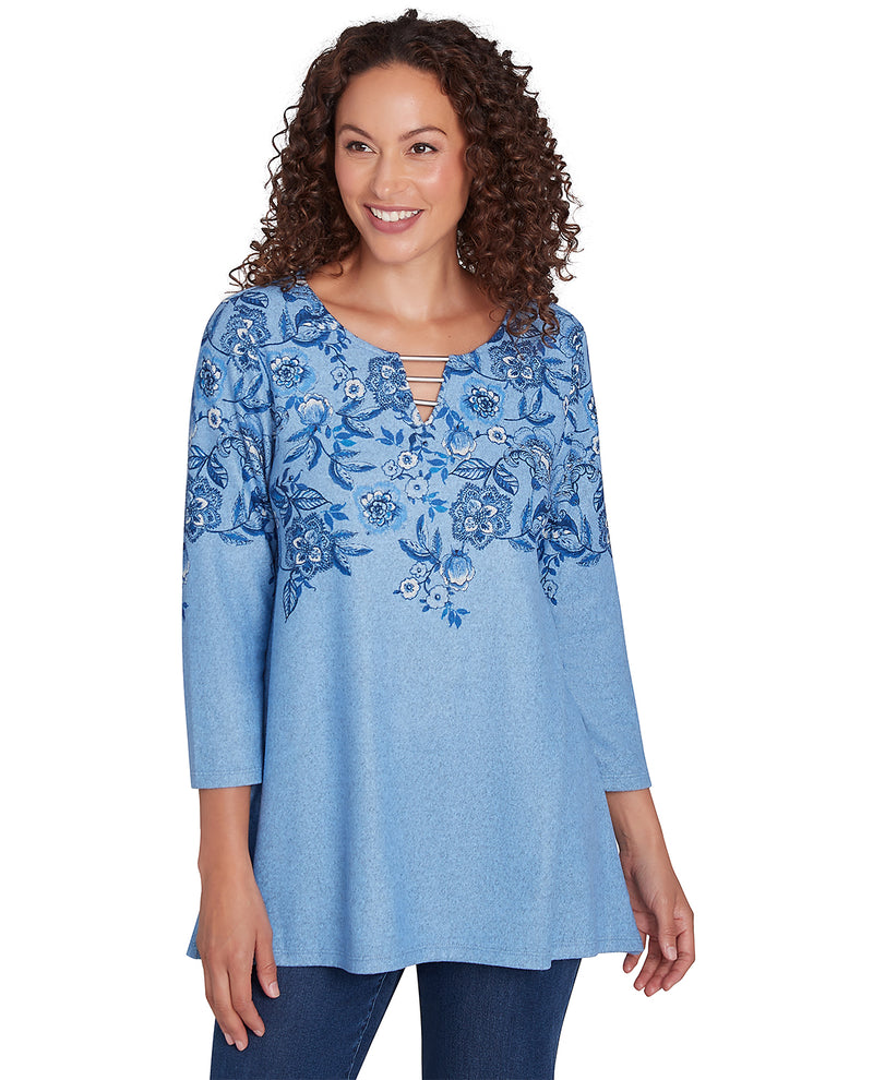 Ruby Road Missy Cozy Season Floral Hatchi Top
