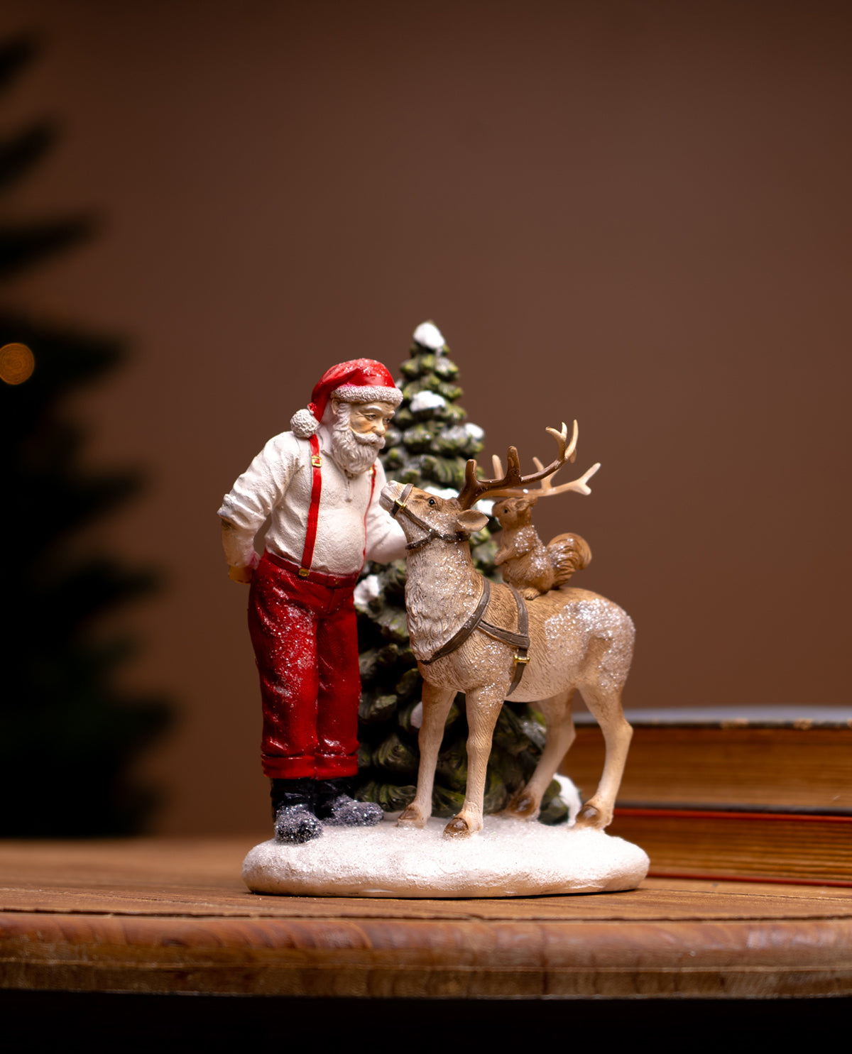 Santa With Animals Resign Figurine