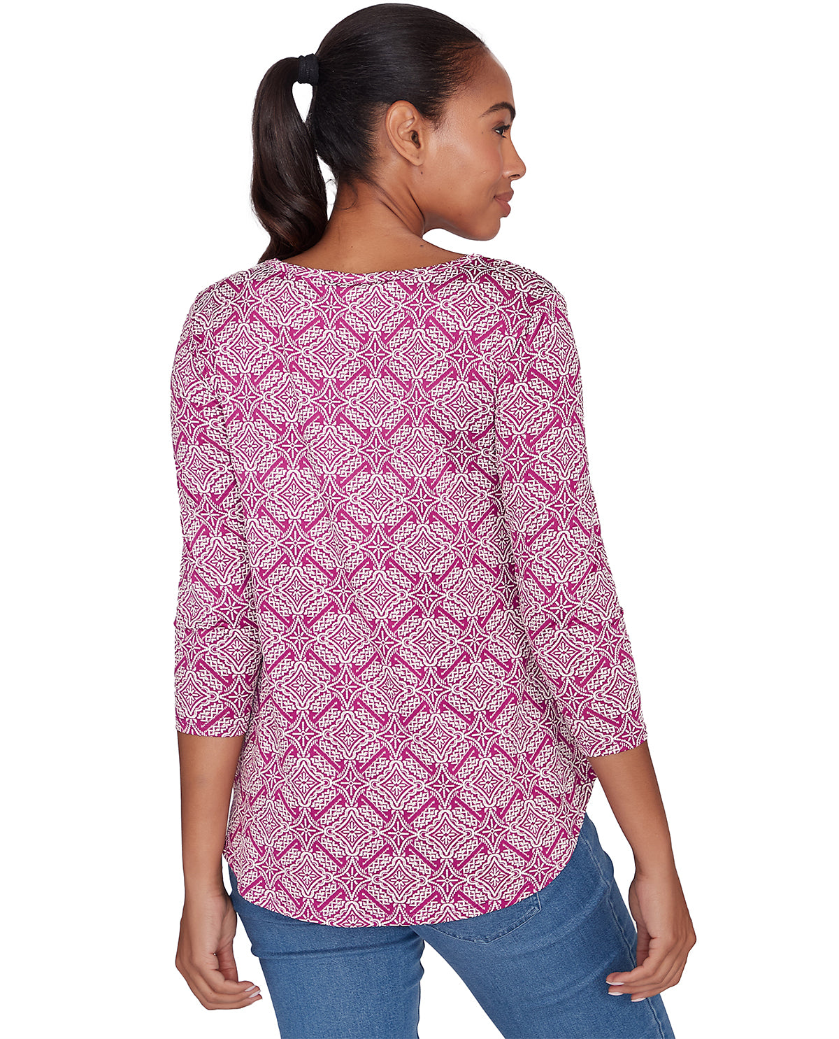 Ruby Road Missy Global Luxe Knit Diamond Top