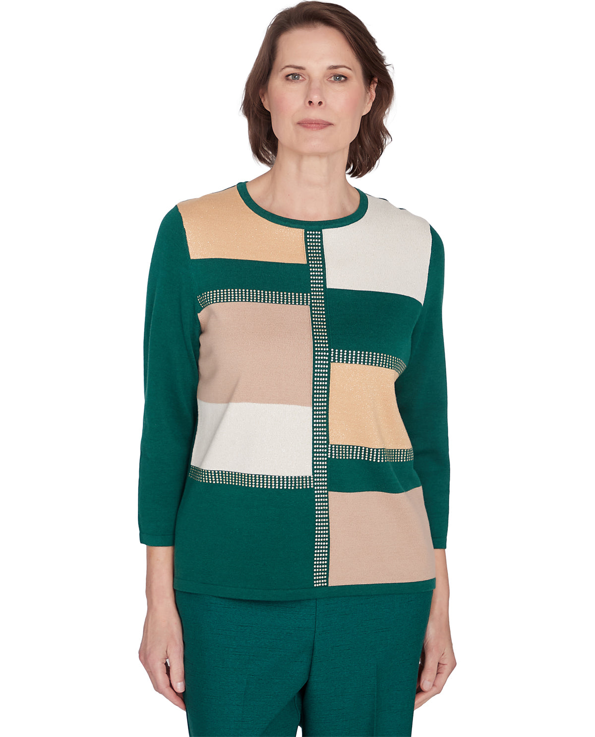 Alfred Dunner Missy Emerald Isle Colorblock Sweater
