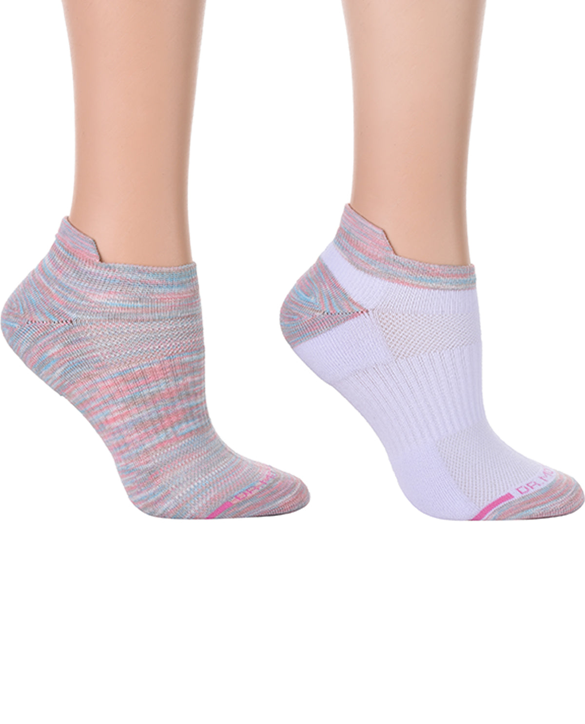 Dr. Motion 2PK Spacedye Ankle Compression Socks White/Pink