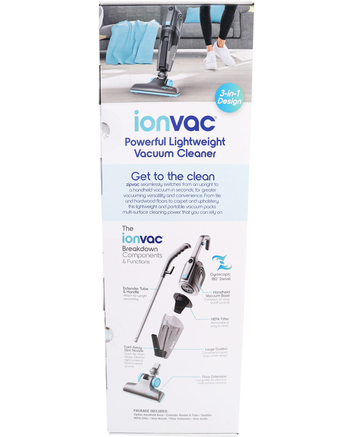Ionvac 3-N-1 Lightweight Multi-Surface Vacuum Cleaner