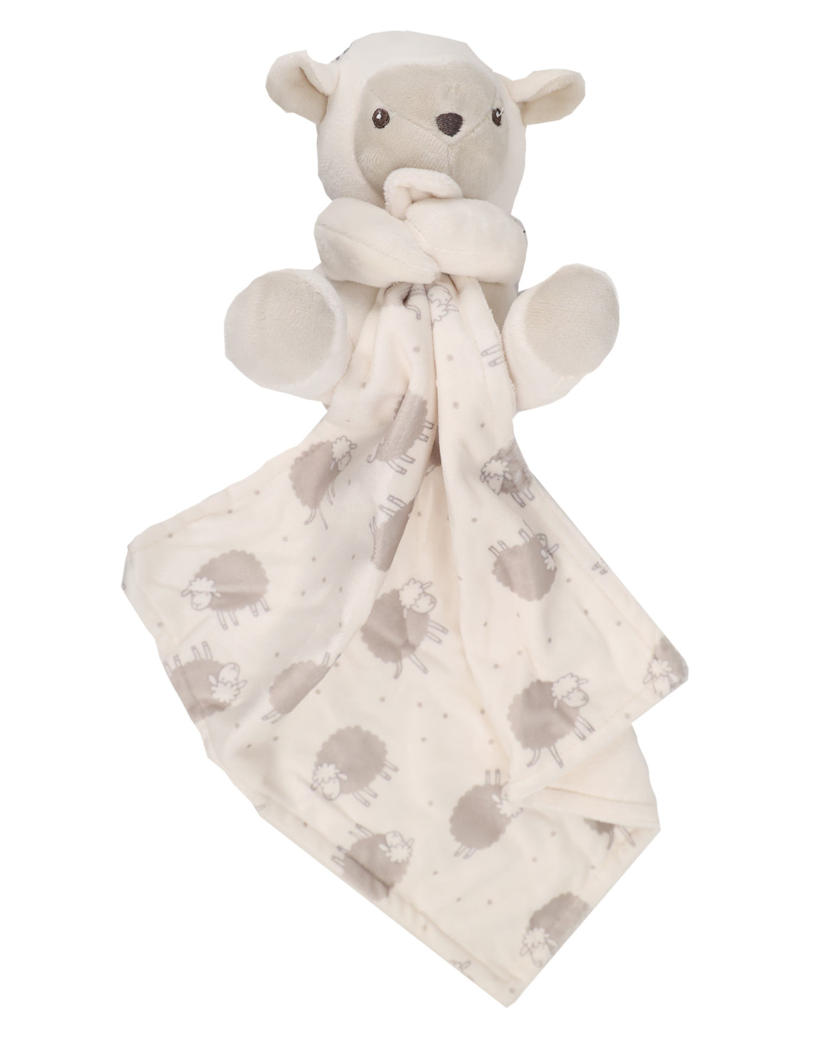 Lamb with sheep print blanket lovey for babies