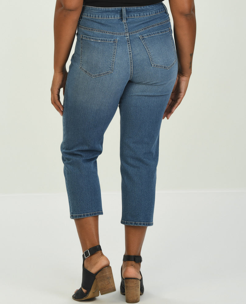 D Jeans Plus Straight Leg Ankle Jean with Pockets