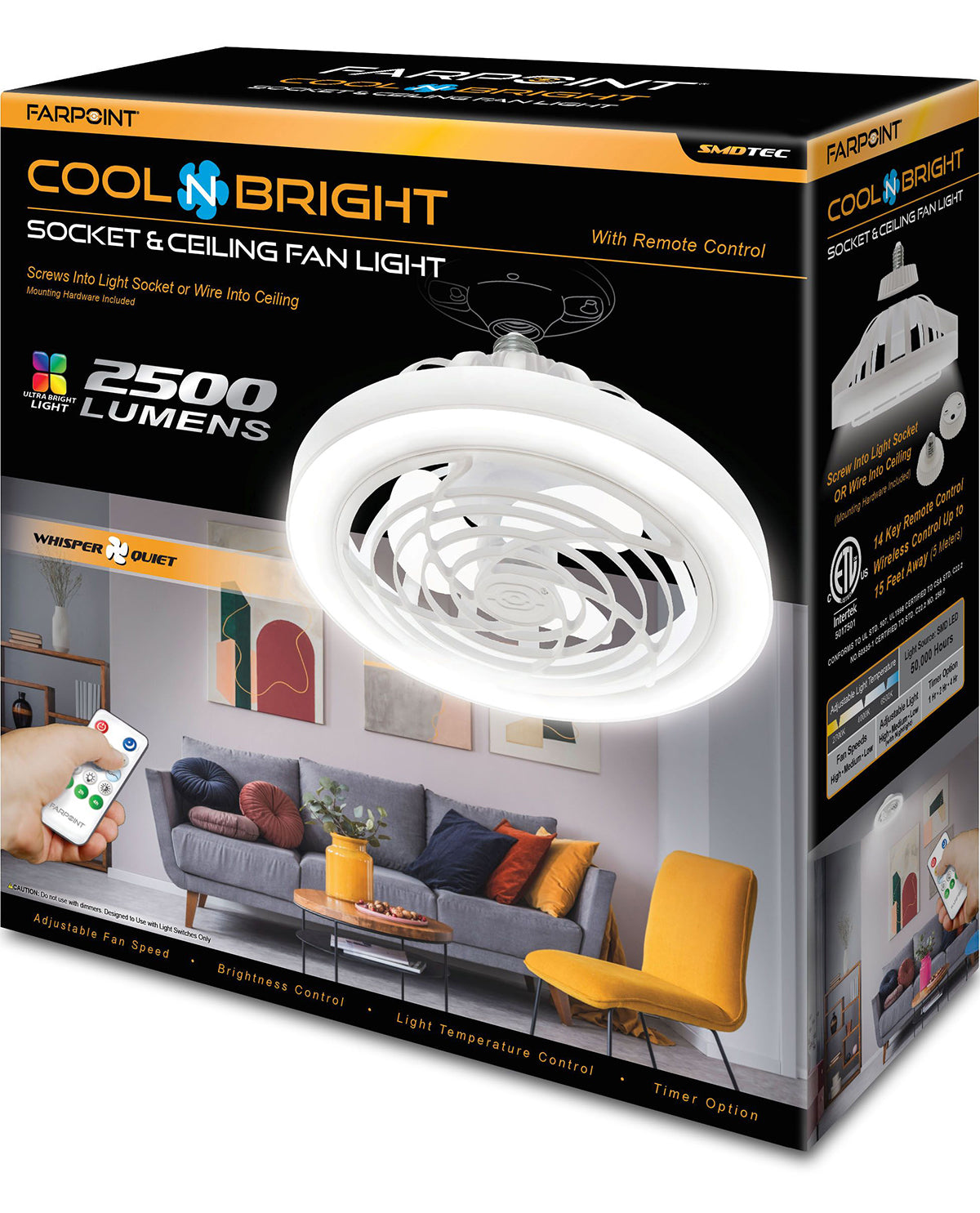 Farpoint Socket & Ceiling Fan Light with Remote Control