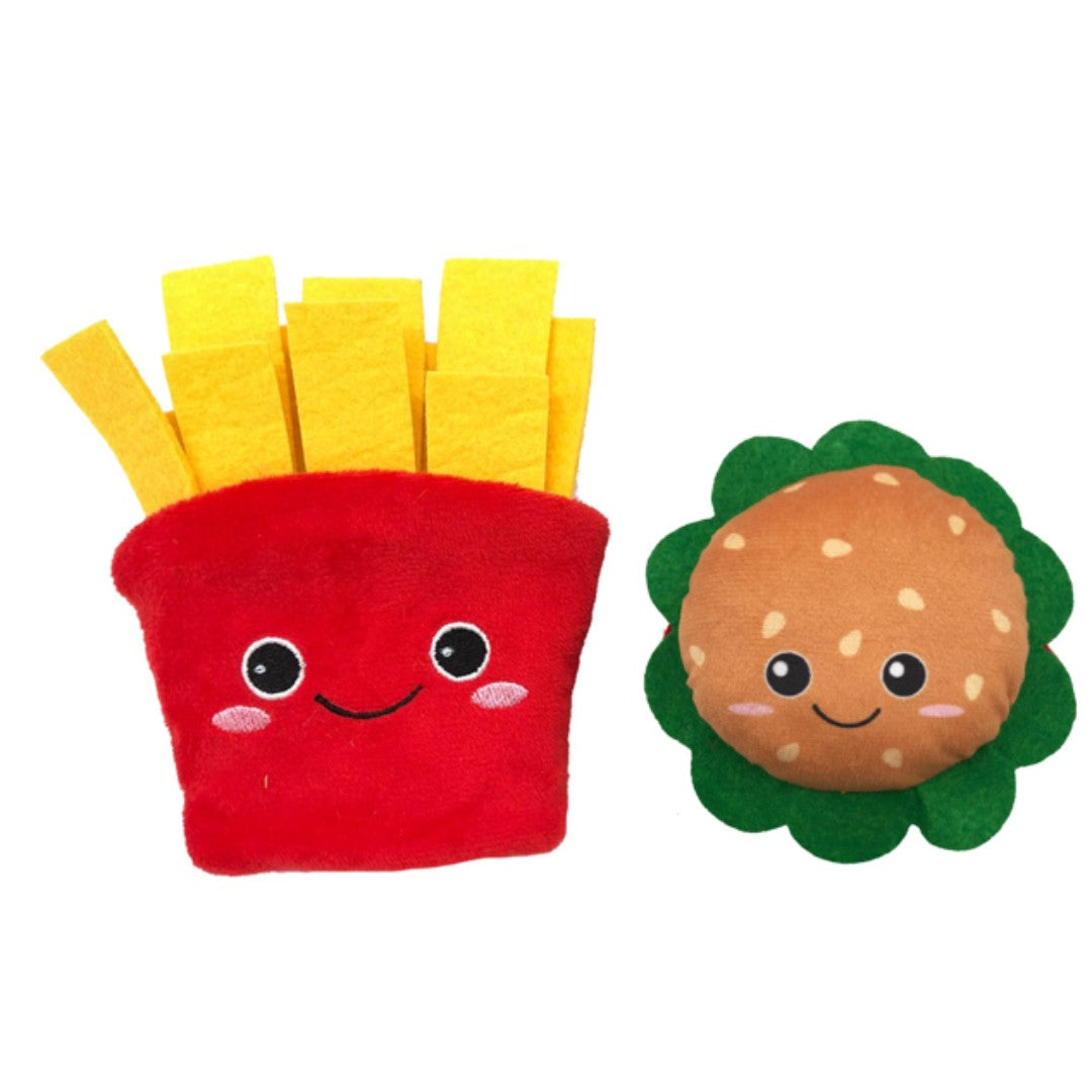 Two Pack Pet Toys - Hamburger & Fries