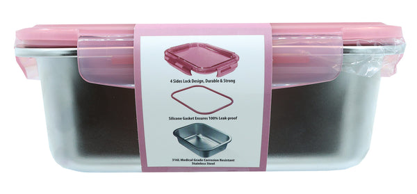 Pink Stainless Steel Microwavable Food Container