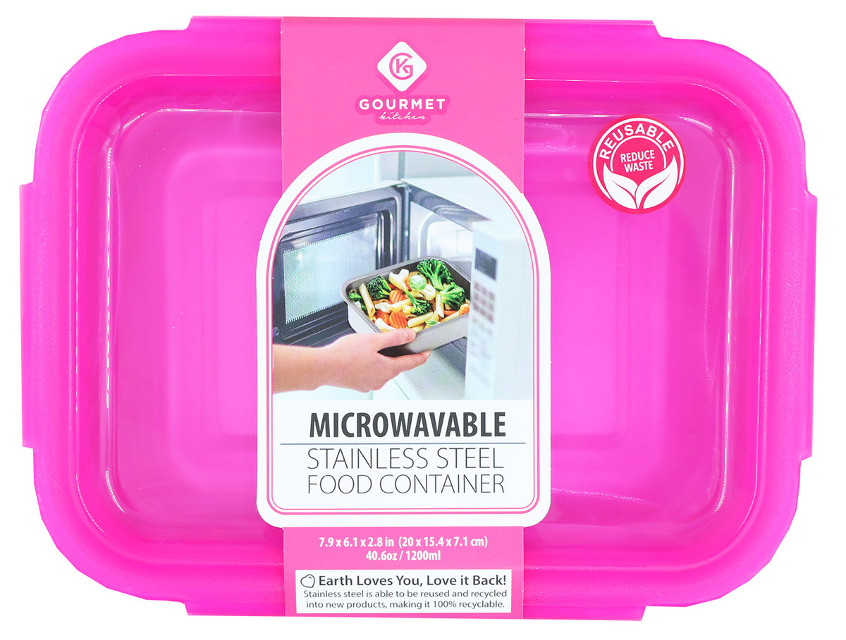 Hot Pink Microwavable Stainless Steel Food Container