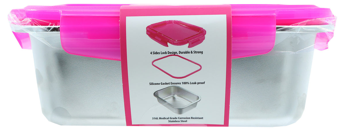 Hot Pink Microwavable Stainless Steel Food Container