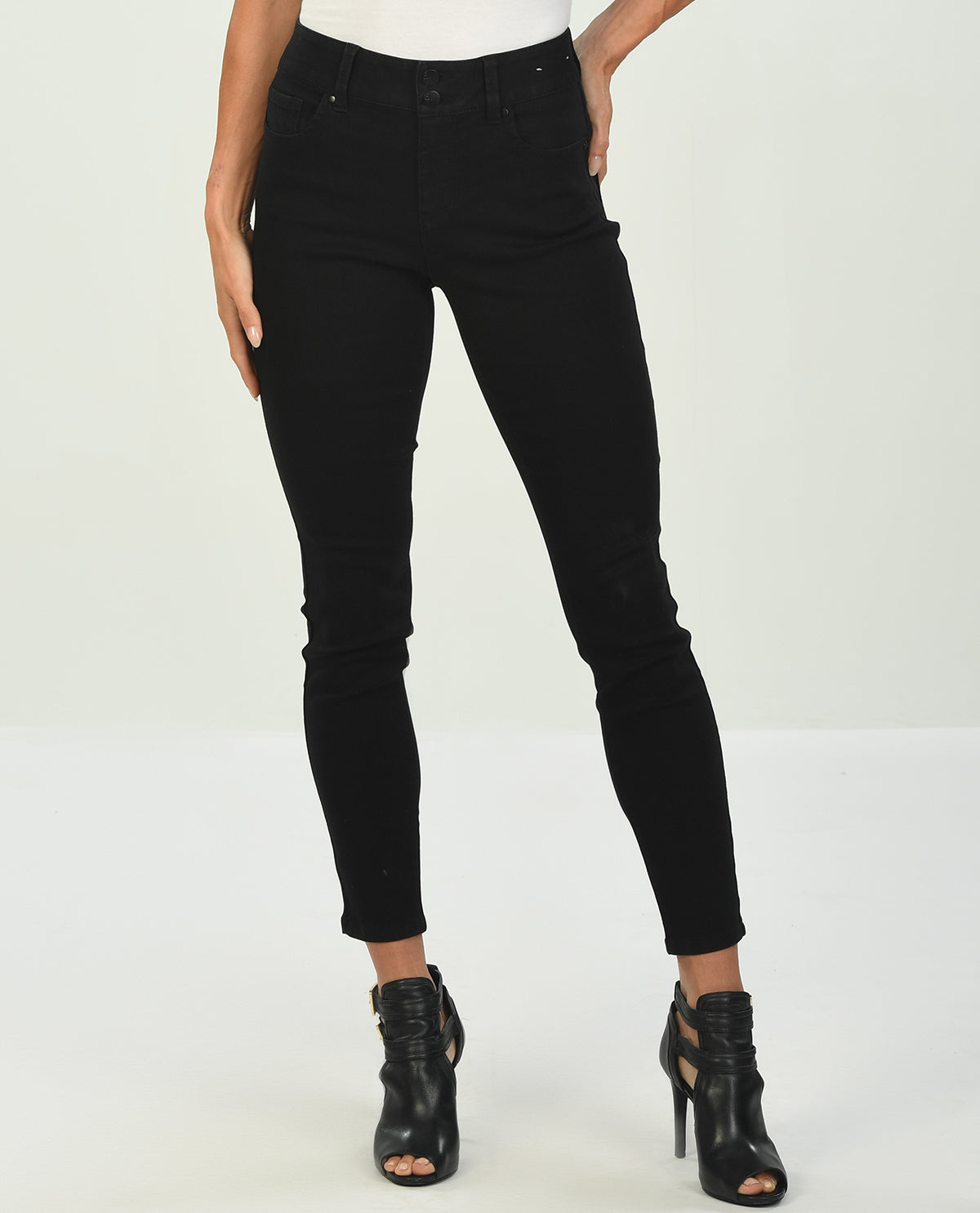 D Jeans Black Double Button Skinny Jeans