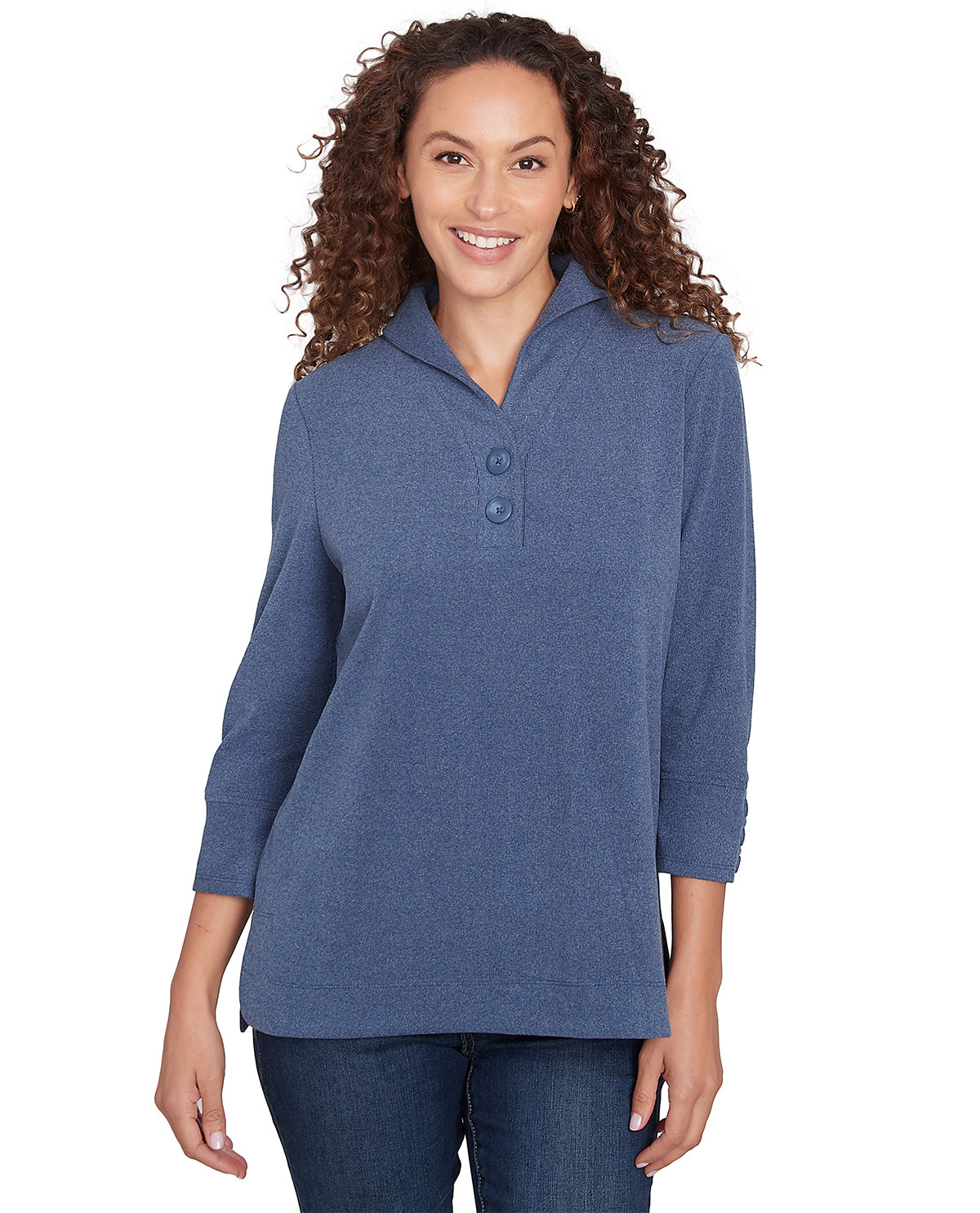 Ruby Road Petite Casual Luxe 3/4 Sleeve Pullover Knit Top