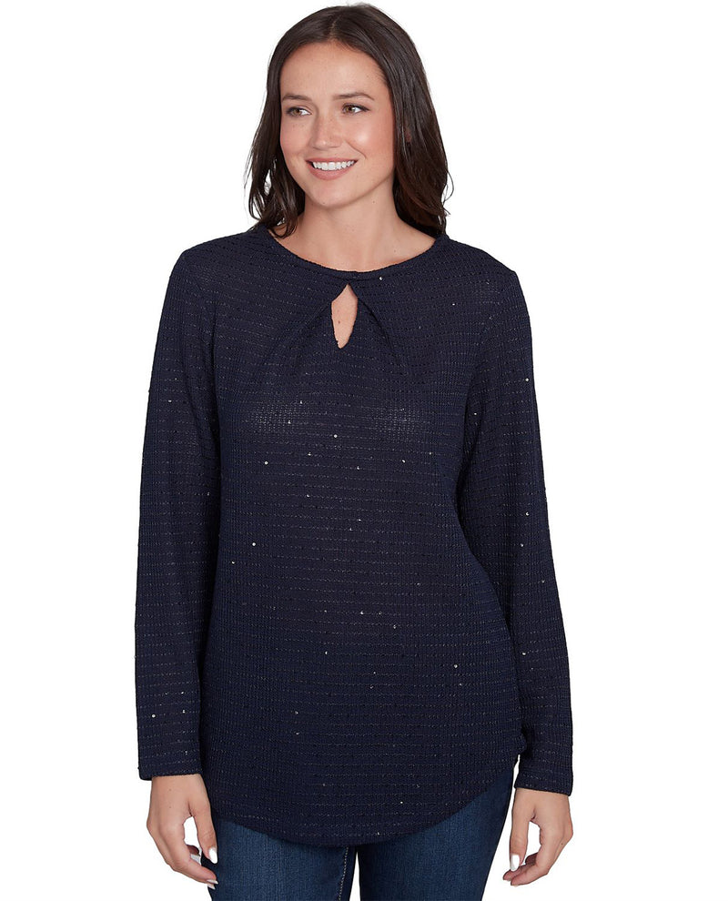 Ruby Road Must Haves II Solid Sequin Knit Top