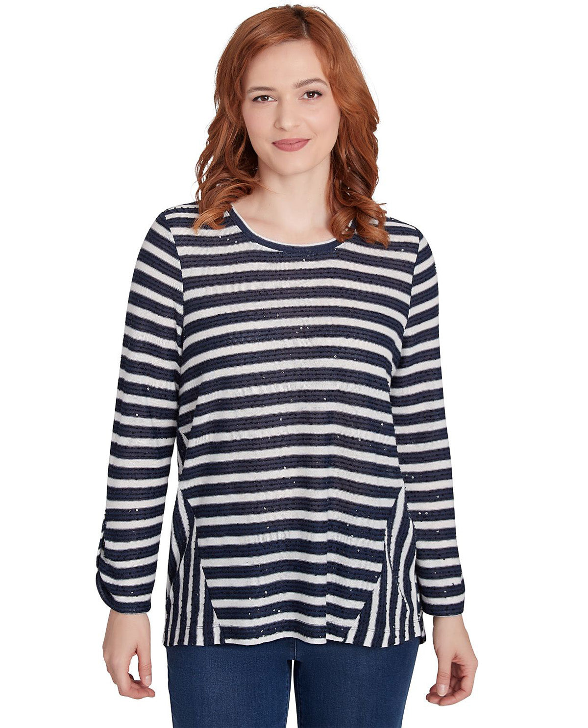 Ruby Road Must Haves II Sequin Stripe Knit Top