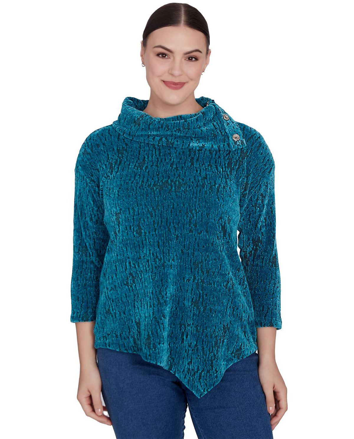 Ruby Road Must Haves II Cowl Neck Jacquard Knit Top