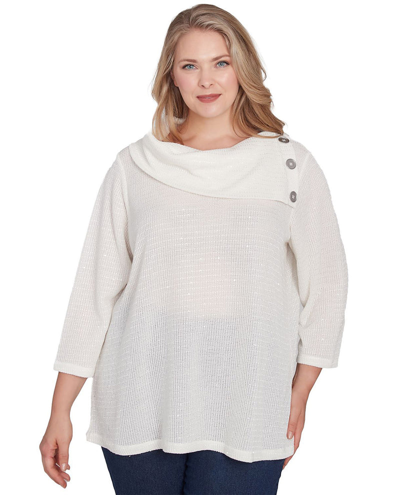 Ruby Road Must Haves II Cowl Neck Sequin Knit Top