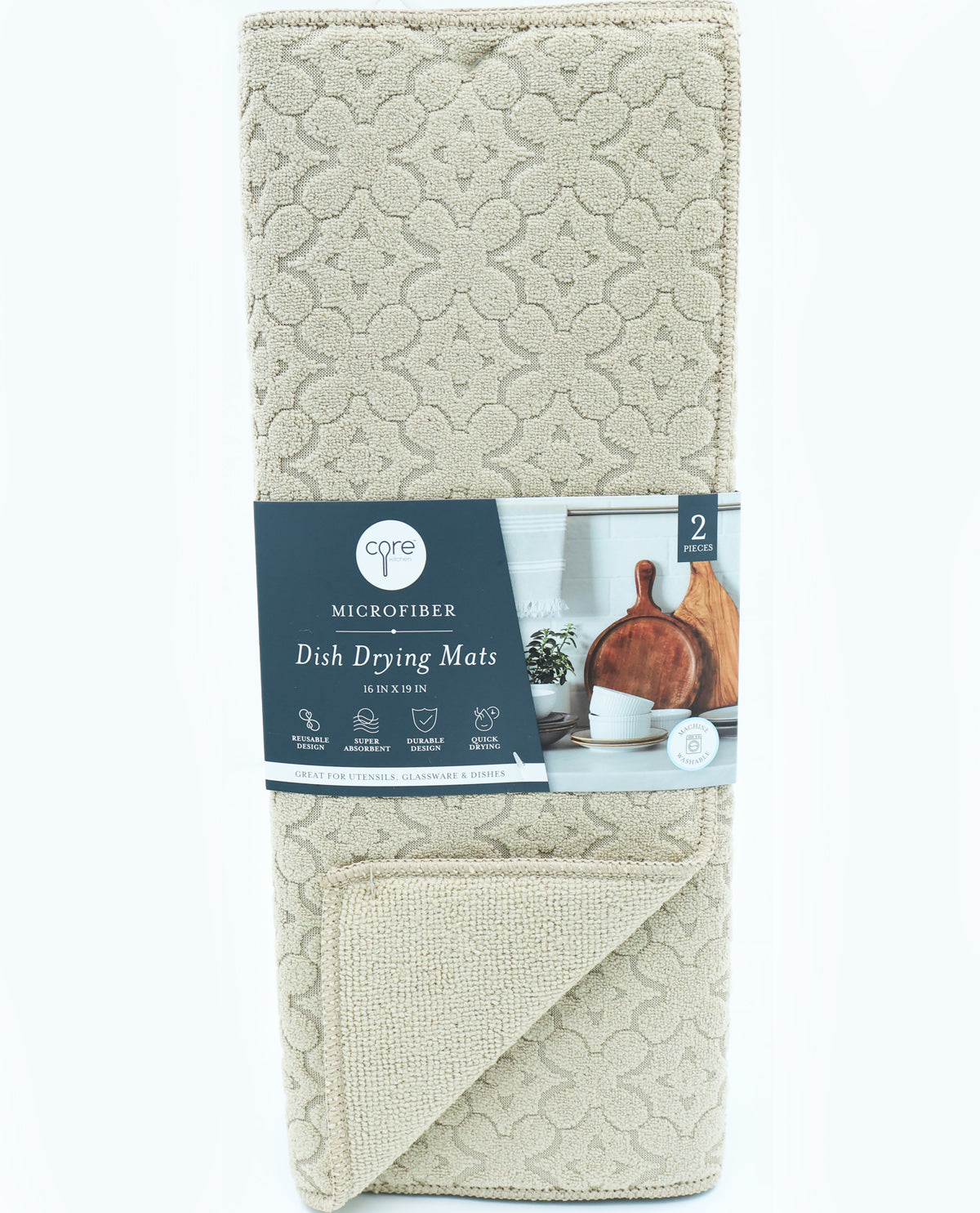 Dune Microfiber Floral Dish Drying Mat Set