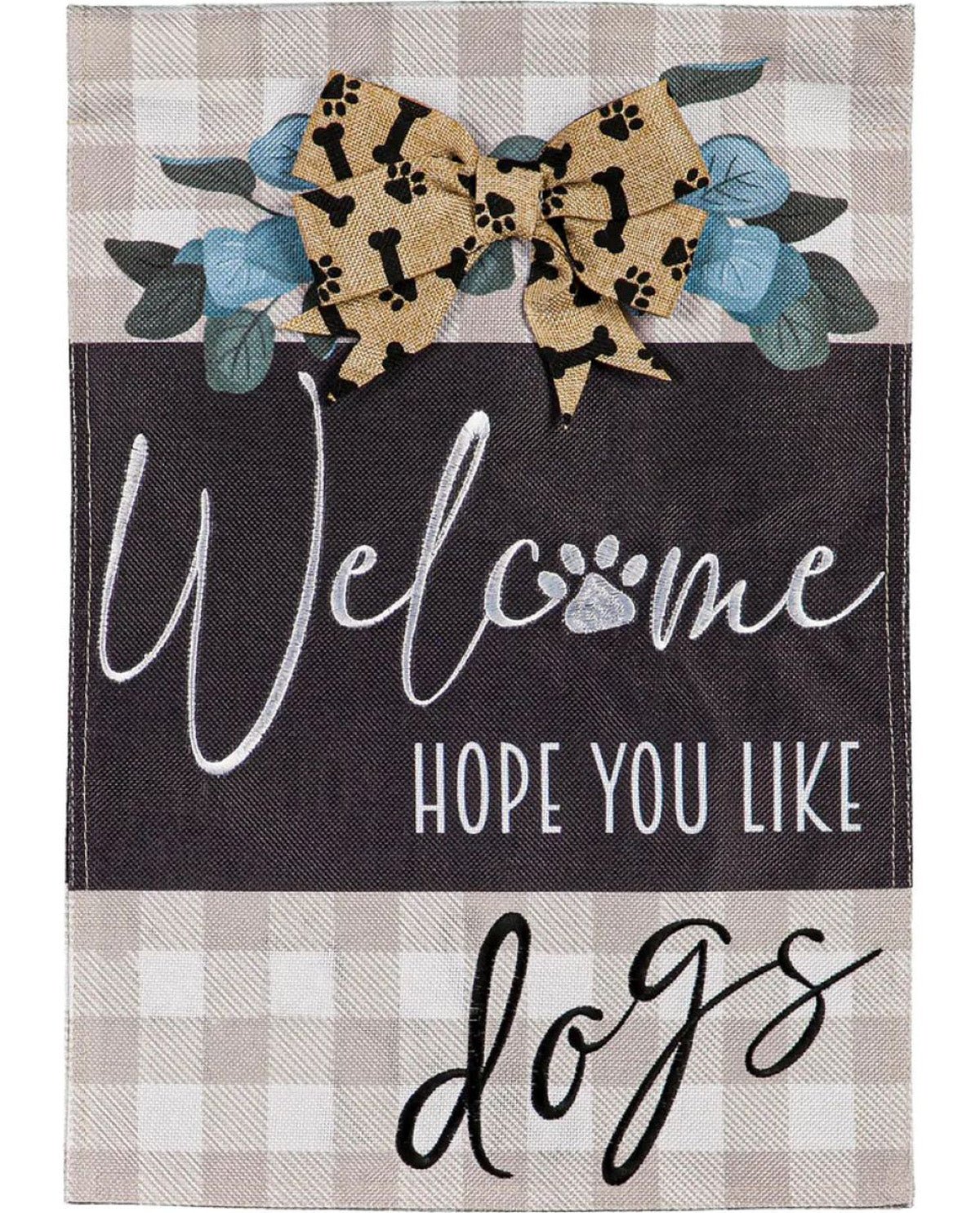 Dogs And Checks Burlap Garden Flag