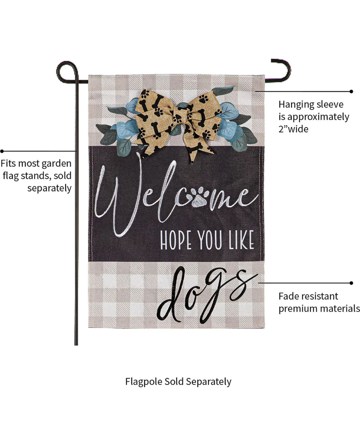 Dogs And Checks Burlap Garden Flag