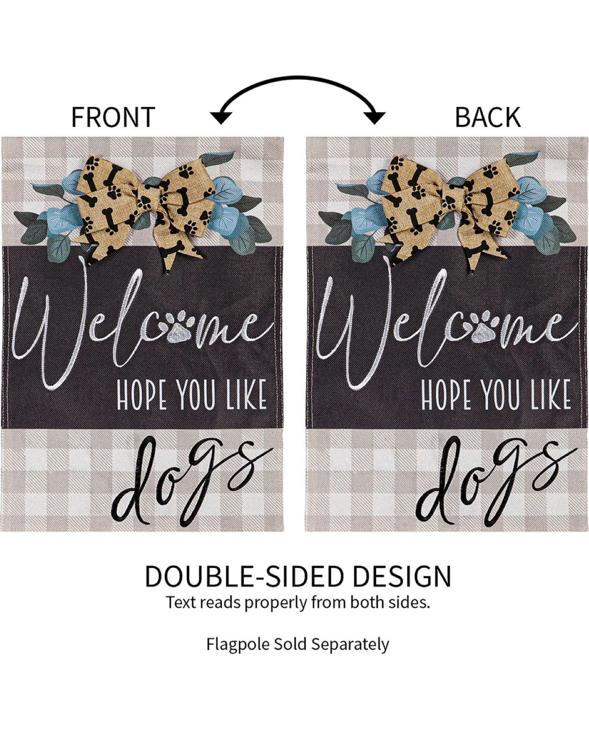 Dogs And Checks Burlap Garden Flag