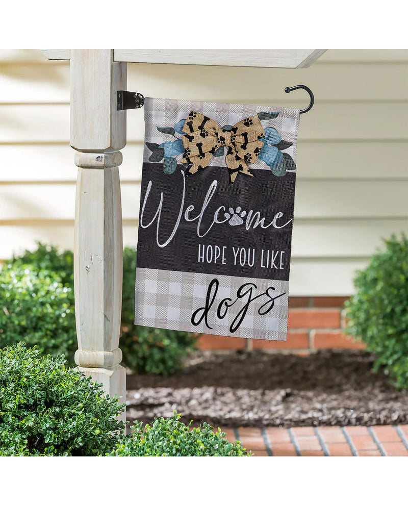 Dogs And Checks Burlap Garden Flag