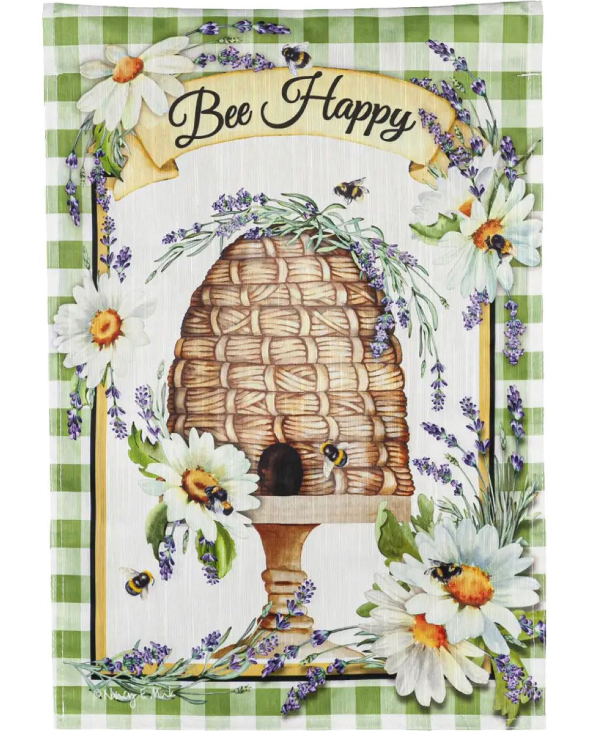 Happy Beehive Garden Stripe Flag