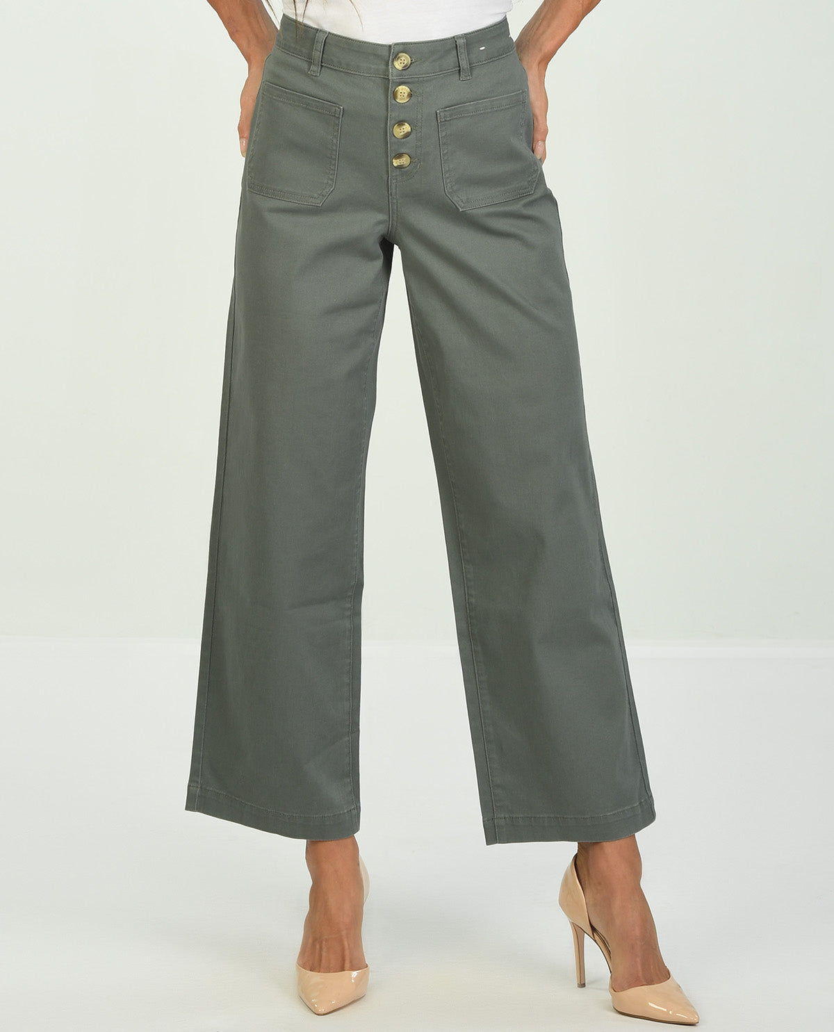 D Jeans Patch Pocket Wide Leg Pant