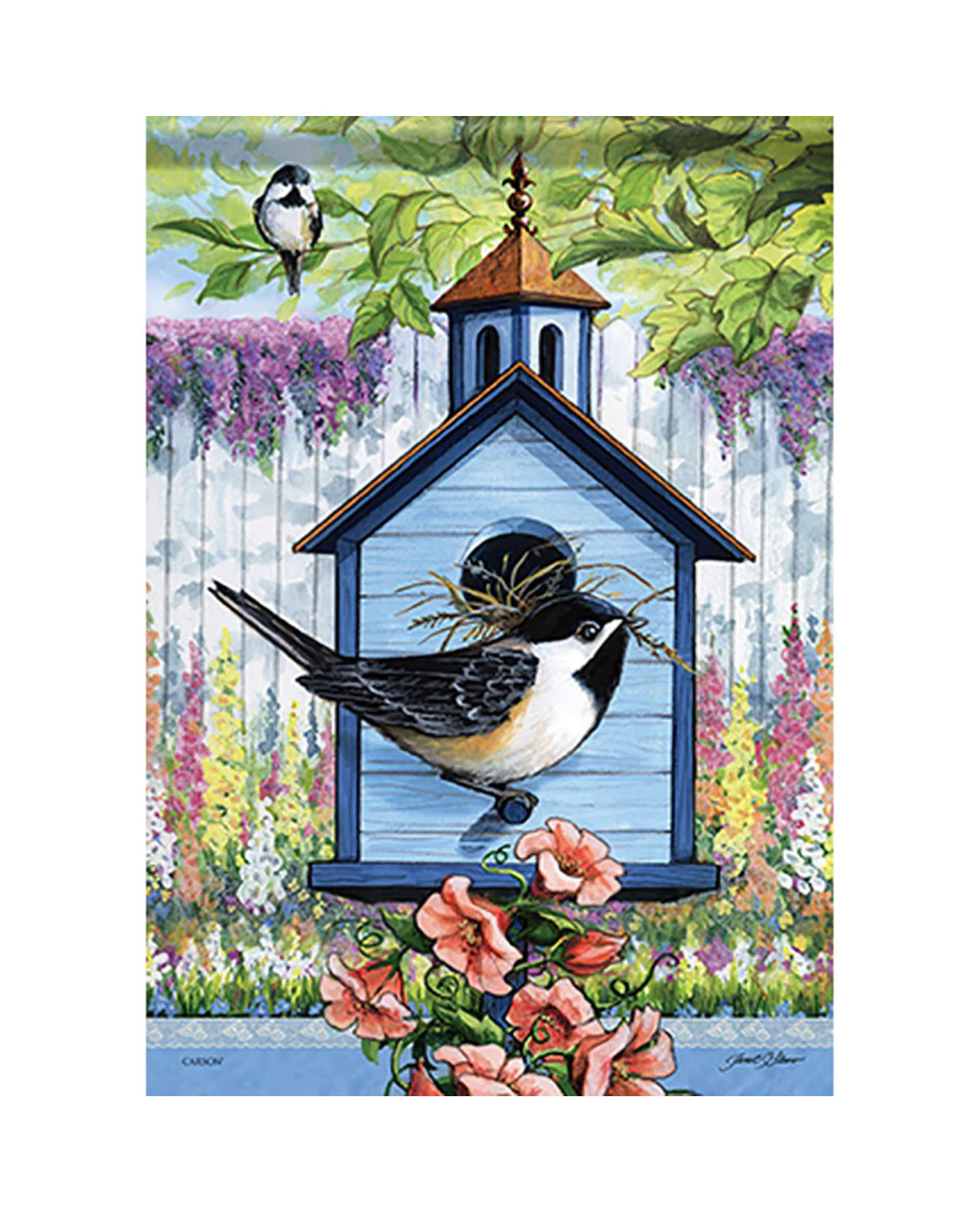 Chickadee Home Garden Flag