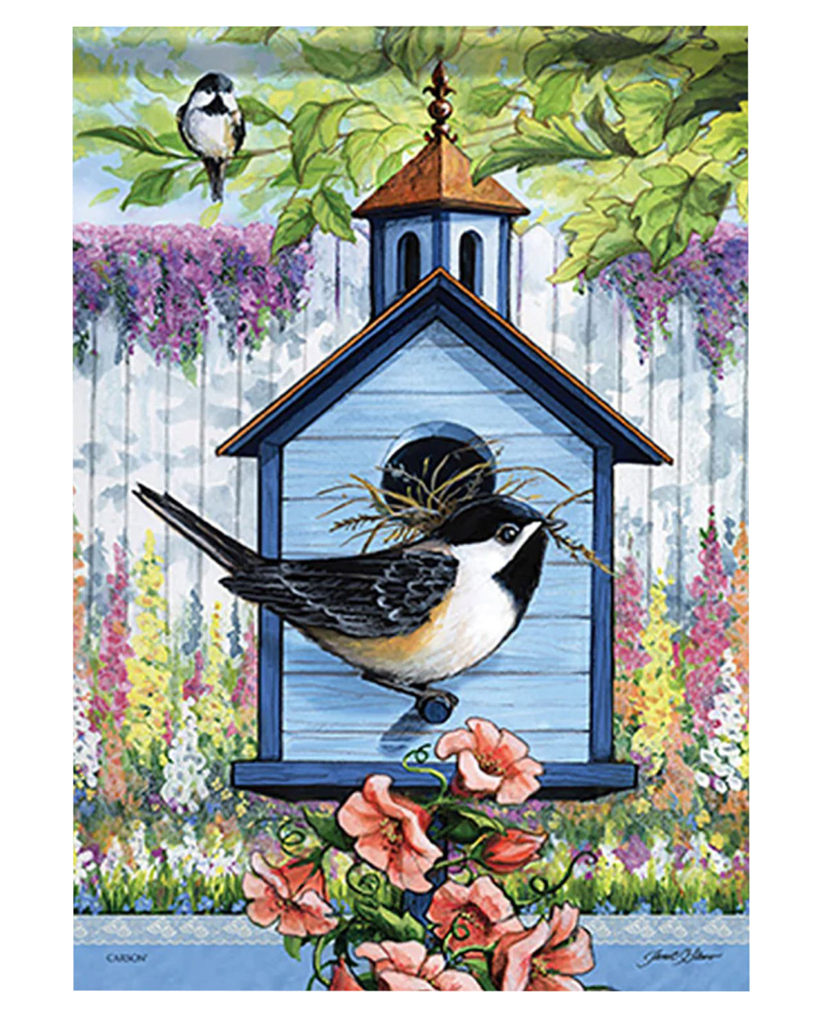 Chickadee Home Garden Flag
