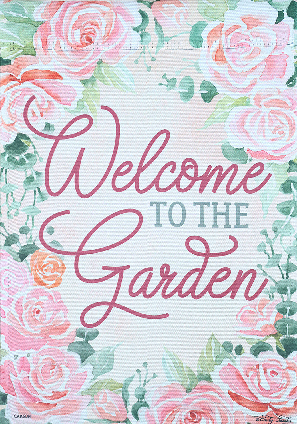 Pink Roses Garden Flag