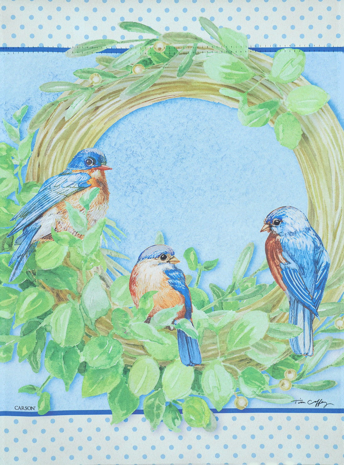 Blue Bird Gathering Garden Flag