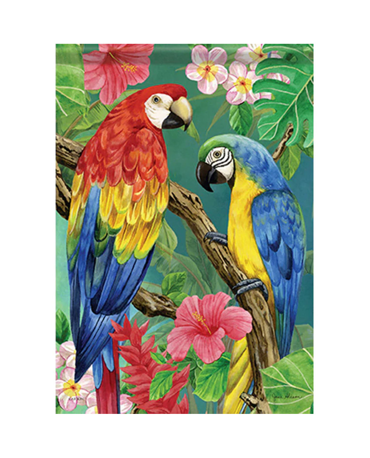 Tropical Parrots Garden Flag