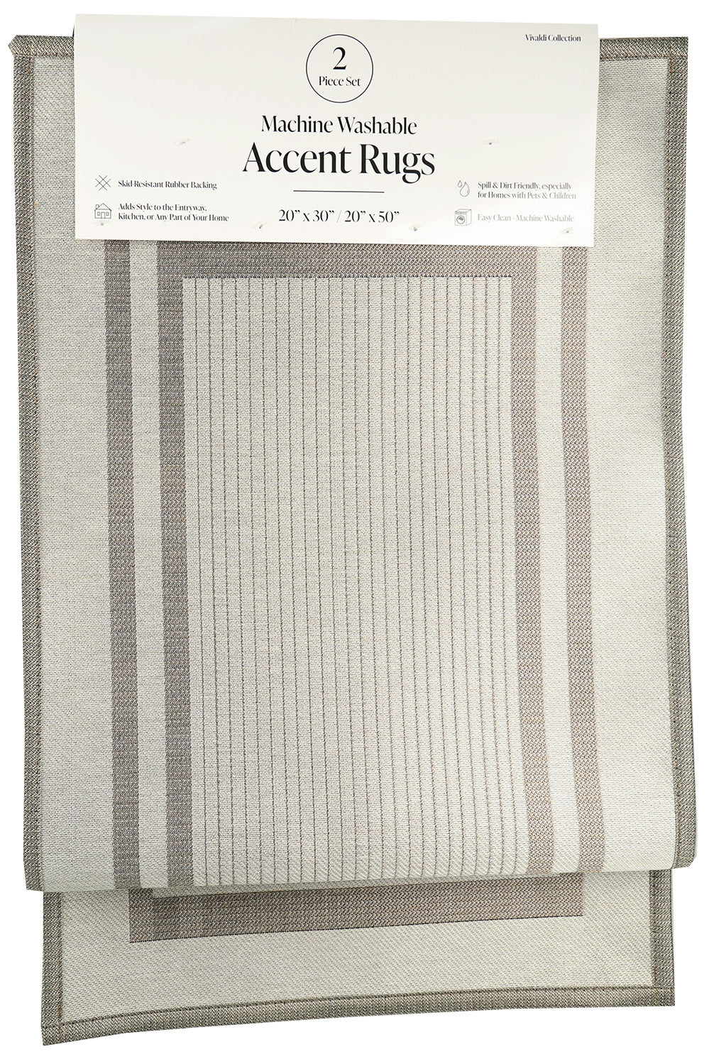 Vivaldi Set of Two Decorative Area Rugs - Taupe & Beige