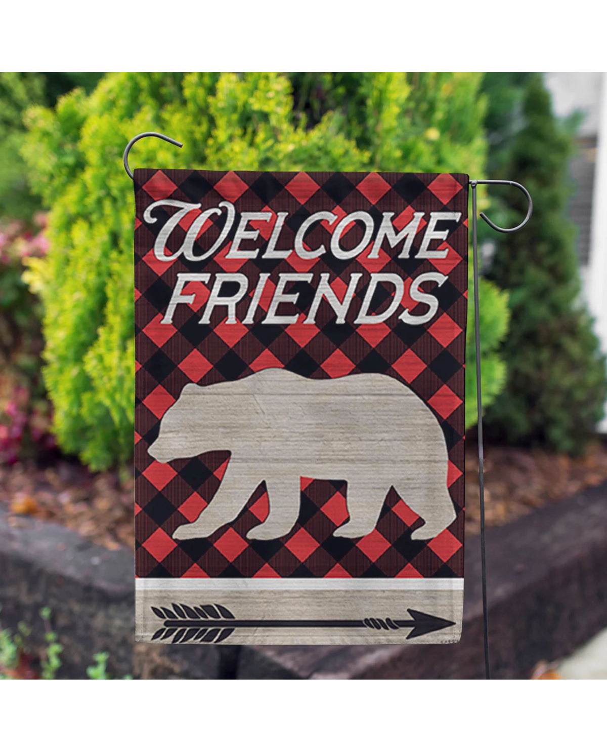 Welcome Friends Bear Garden Flag