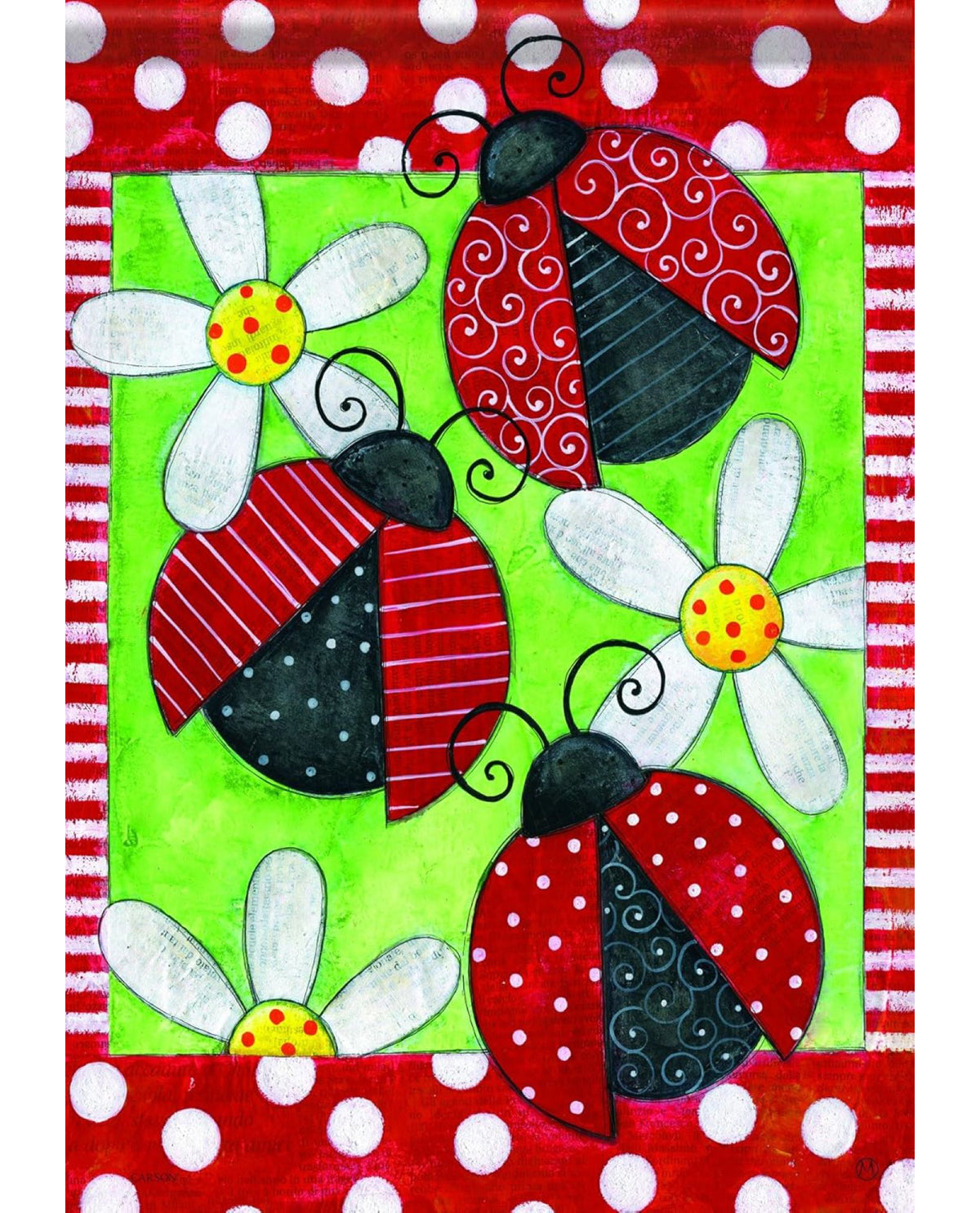 Ladybugs Garden Applique Flag