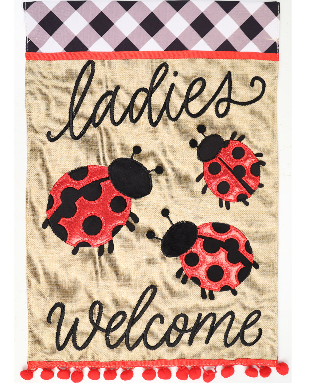 Ladybugs Garden Applique Flag