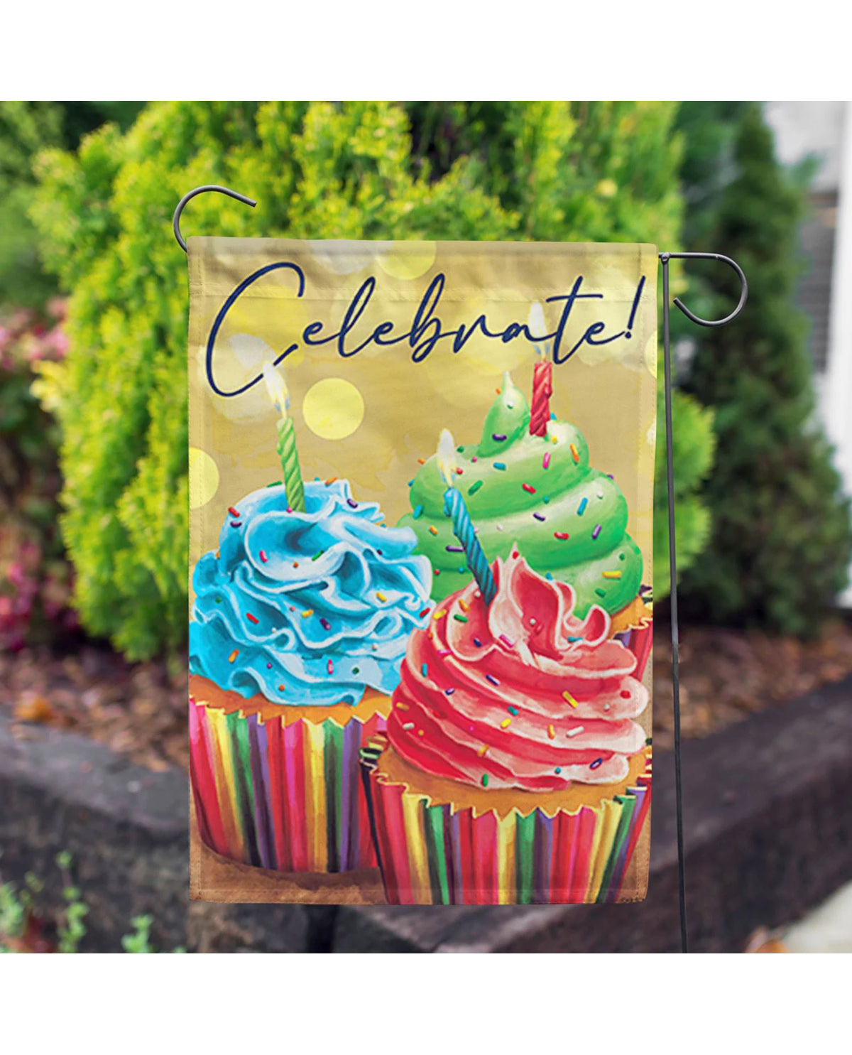 Let's Celebrate Shimmer Garden Flag