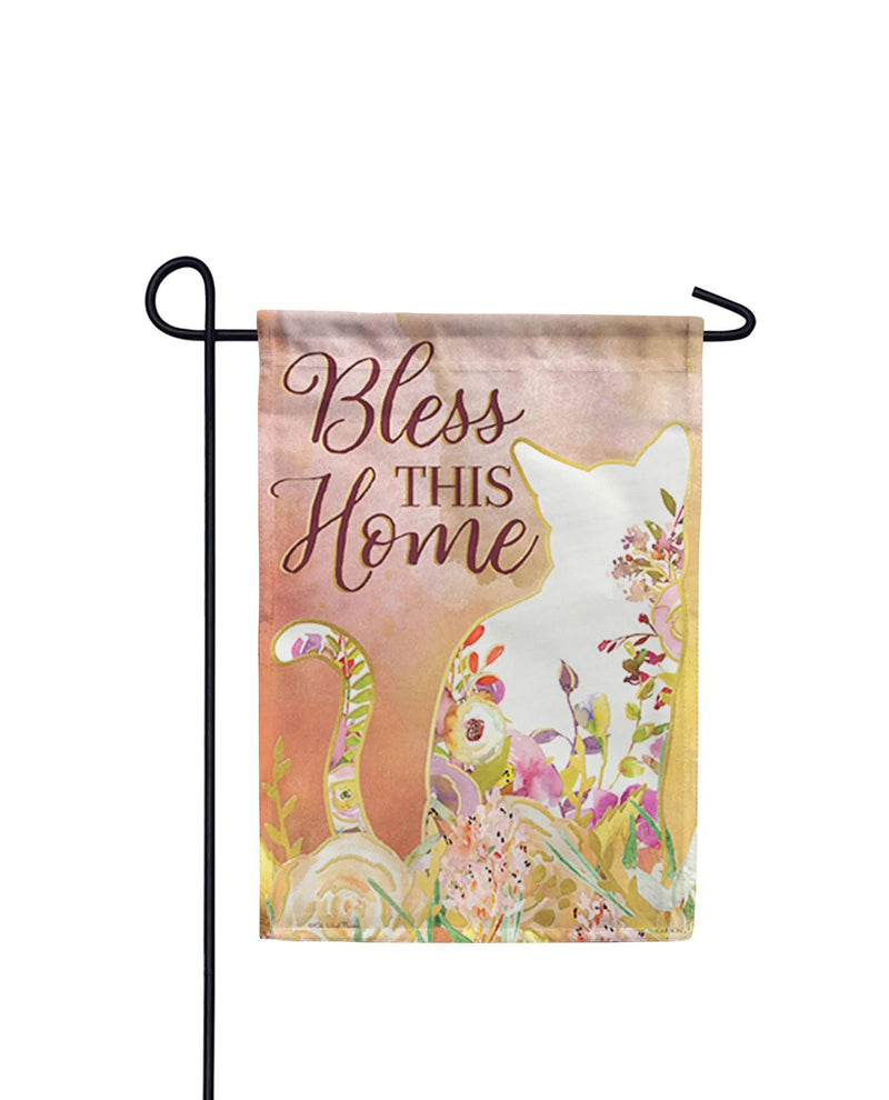 Floral Cat Foil Garden Flag