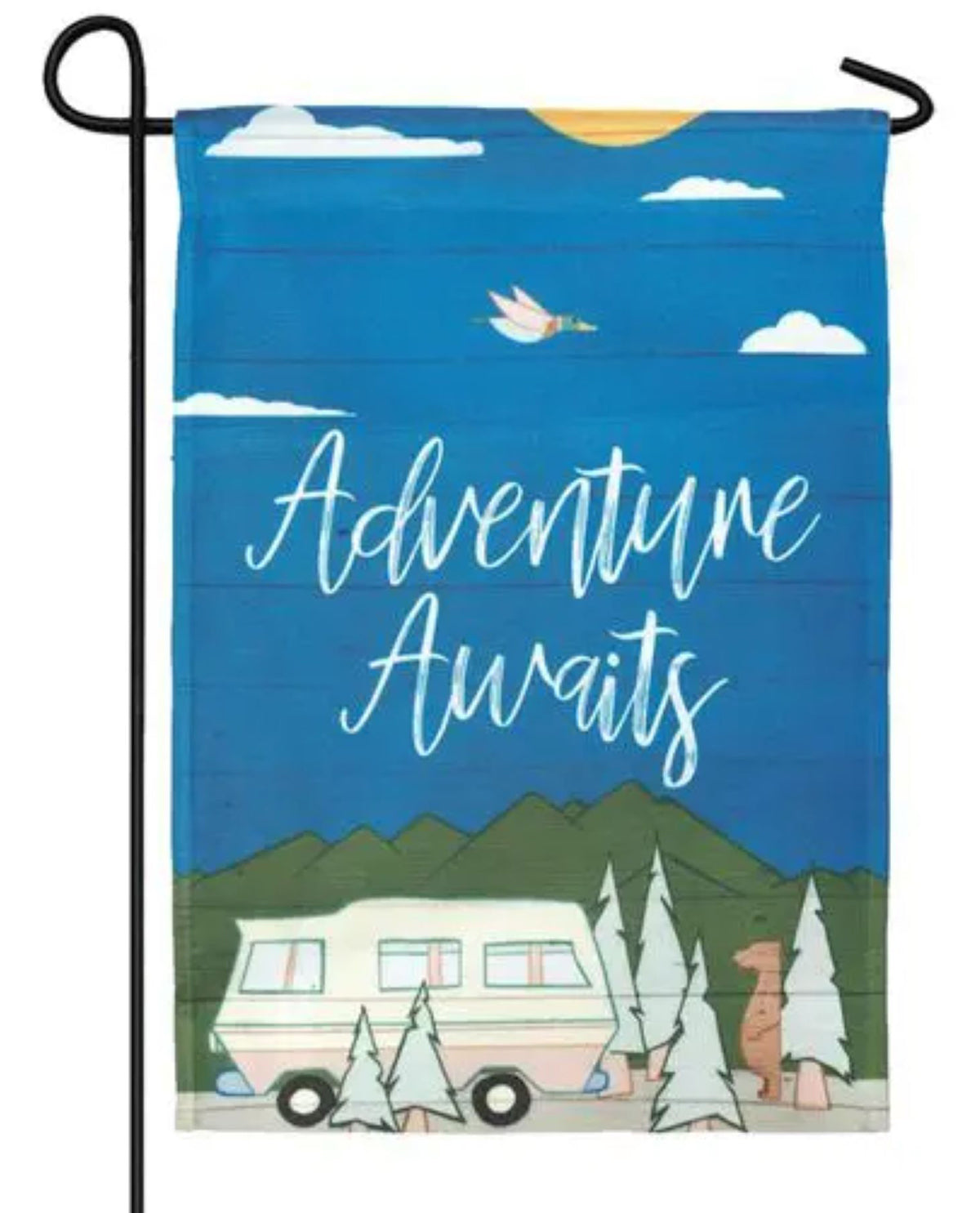 Adventure Awaits Garden Applique Flag