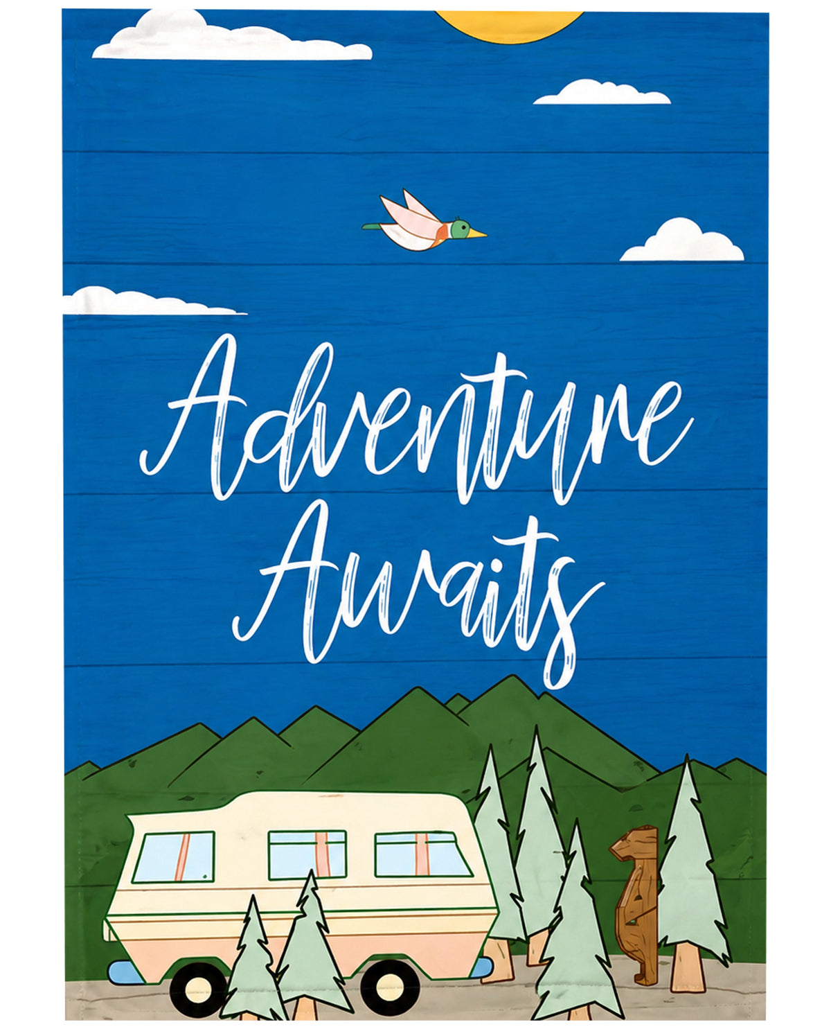 Adventure Awaits Garden Applique Flag