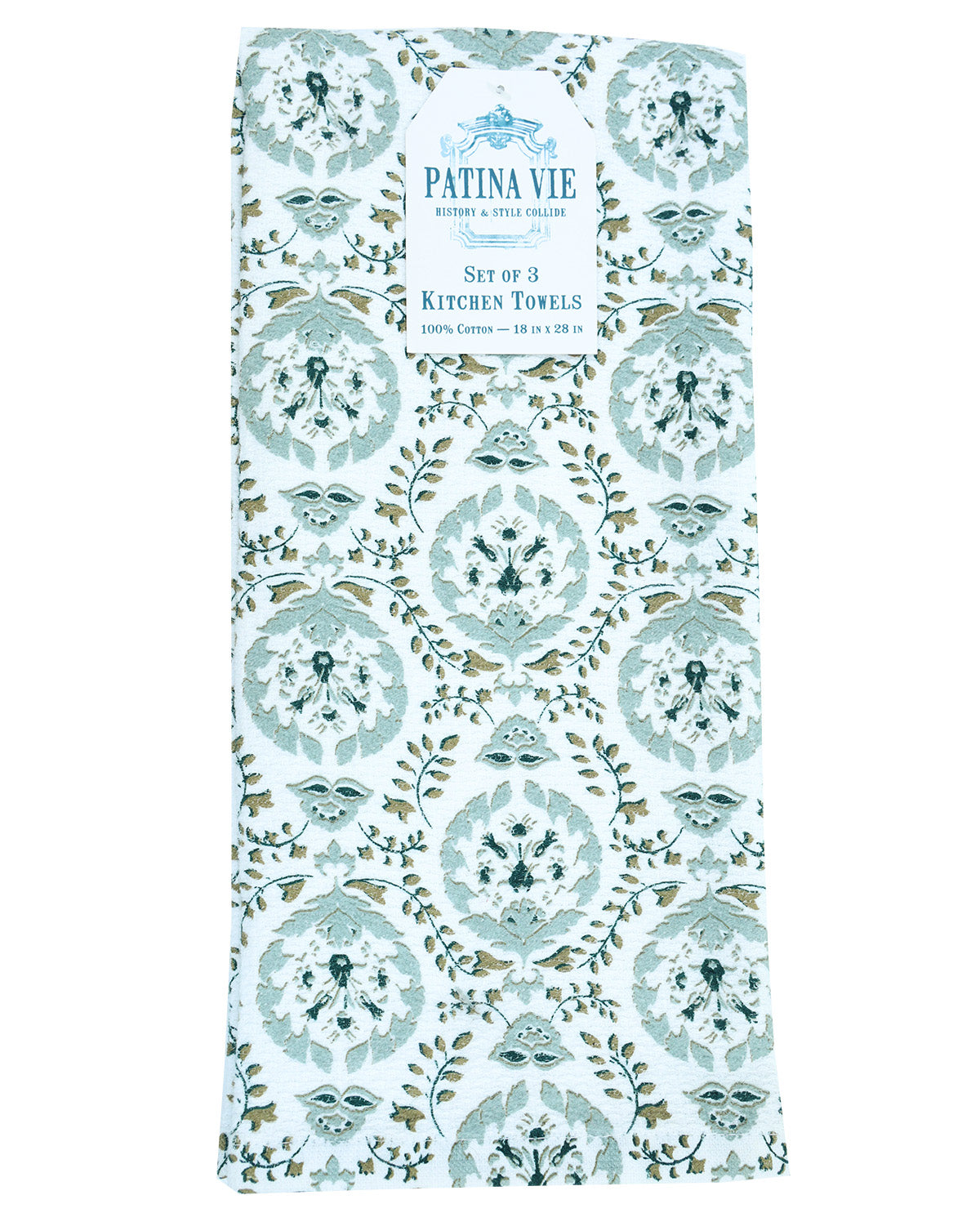 Patine Vie Carline Vintage Blue Emblem Kitchen Towel Set